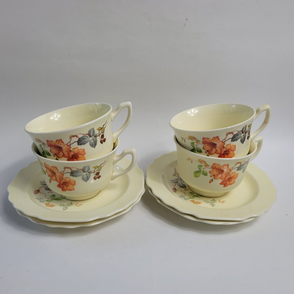 W.S. George GEO95 Cup & Saucer Sets Lido Canarytone Pale Yellow Orange Flowers